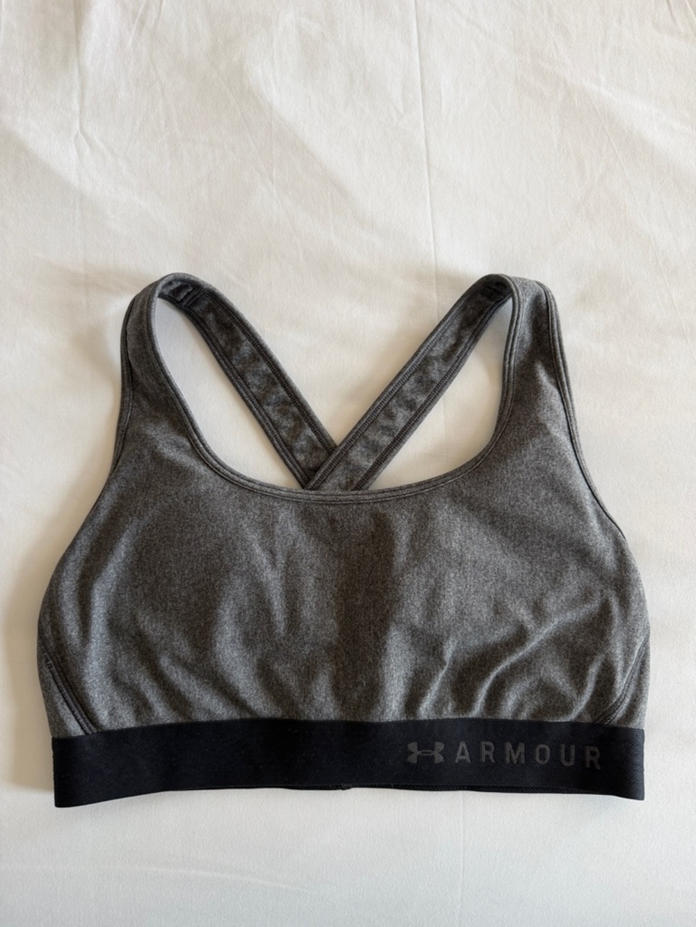 Under Armour Gray Crossback Sports Bra with Black Elastic Band